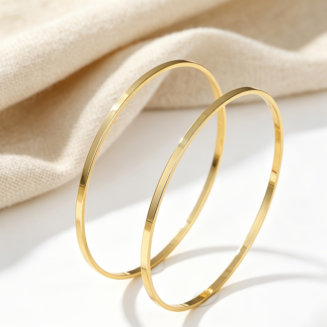 2pcs Women's Modern Stackable Round Bangle Set